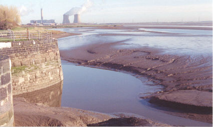 Intertidal mudflats alongside Spike Island, Widnes